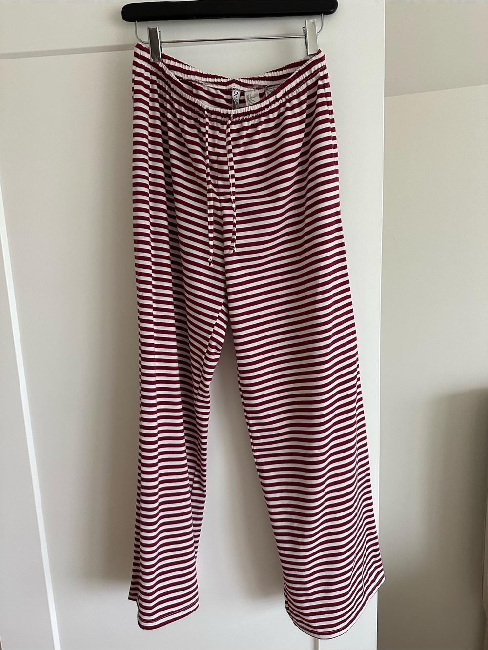 H&M Burgundy and White Striped Wide Leg Pants